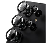 TECHGEAR Camera Lens Protector for Samsung Galaxy S25 Ultra [Easy-Fit] Metal Lens Protectors [Does Not Affect Night Shots] [Case-Friendly] Anti-Scratch Clear Tempered Glass Camera Protector (Black)