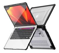 TECHGEAR Case Compatible MacBook Pro 13 inch 2022/2020/2018 Protective Snap-On Tough Hard Shell Cover with Kick Stand for A2338, A2289, A2251, A2159, A1989, A1706, A1708 Clear Shockproof Case, Black