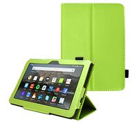 TECHGEAR Case Designed For All-New Amazon Fire 7" (12th Generation / 2022 Release) PU Leather Slim Folio Stand Case Cover with Hand Strap [Green] with Auto Wake/Sleep