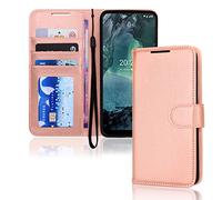 TECHGEAR Case Fits Nokia G21 / G11 Leather Wallet Case, Flip Protective Case Cover Wallet Card Holder, Stand and Wrist Strap - Rose Gold PU Leather with Magnetic Closure Designed For Nokia G21, G11