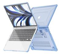 TECHGEAR Case Compatible for MacBook Air 13.6 inch 2025/2024/2022 Protective Snap-On Tough Hard Shell Cover with Kick Stand for Model A3240 M4 / A3113 M3 / A2681 M2 Shockproof Tough Case - Light Blue