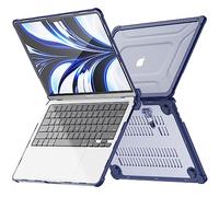 TECHGEAR Case Compatible for MacBook Air 13.6 inch 2025/2024/2022 Protective Snap-On Tough Hard Shell Cover with Kick Stand for Model A3240 M4 / A3113 M3 / A2681 M2 Clear Shockproof Tough Case - Blue
