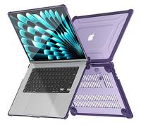 TECHGEAR Case for MacBook Air 15 2026 M5 2025 M4 2024 M3 2023 M2-15.3" Protective Hard Shell Laptop Case Cover with Kickstand, Shockproof Snap-On (A3241 A3114 A2941) - Purple