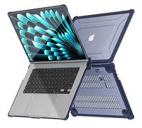 TECHGEAR Case Compatible for MacBook Air 15 inch 2025/2024/2023 Protective Tough Hard Shell Cover with Kick Stand for Model A3241 M4 / A3114 M3 / A2941 M2 Clear Shockproof for MacBook Air 15.3", Blue