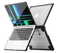 TECHGEAR Case for MacBook Pro 14" (2025-2021) M5/M4/M3/M2/M1 [Pro & Max Chips] Tough Clear Hard Shell Cover with Kickstand [Shockproof TPU Edges] [Anti-Scratch] [Ventilated Design] - Black