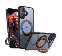 TECHGEAR Case with Magnetic Ring Kickstand, Compatible with iPhone 17 6.1", MagSafe Compatible, Slim Tough Shockproof Armour, Clear Back, 0.2mm raised bezels - camera/screen, Black