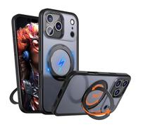 TECHGEAR Case with Magnetic Ring Kickstand, Compatible with iPhone 17 Pro Max 6.9", MagSafe Compatible, Slim Tough Shockproof Armour, Clear Back, 0.2mm raised bezels - camera/screen, Black