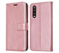 TECHGEAR Compatible with Huawei P30 Leather Wallet Case, Flip Protective Case Cover with Card Slots, Kickstand and Wrist Strap - Rose Gold PU Leather fit Huawei P30