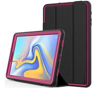 TECHGEAR D-FENCE Case fits Samsung Galaxy Tab A 10.5" (SM-T590 Series) - Slimline Shock Proof Tough Rugged Protective Armour Smart Case + Stand - Kids Schools Builders Workman Case [Black/Rose]