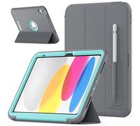 (Aqua) TECHGEAR D-FENCE For Apple iPad 10 2022 10th Generation 10.9", Slim Shockproof Tough Rugged Protective Smart Case + Stand, Schools Builders Kids Case