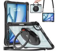 TECHGEAR ExoView Case for Apple iPad Air 11" (M3 2025 / M2 2024), Air 10.9" 4th & 5th, iPad Pro 11" (2018-2022) Tough Rugged Slim Shockproof Clear Case, 360 Ring Grip Hand Holder Stand & Strap