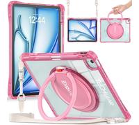 TECHGEAR ExoView Case for Apple iPad Air 13" M3/M2 (2025/2024), iPad Pro 12.9" 2022 2021 6th / 5th Generation Tough Rugged HEAVY DUTY Slim Clear Stand Case, 360 Ring Grip Hand Holder, Shoulder Strap