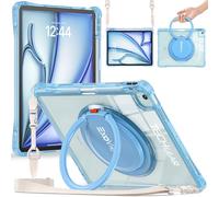 TECHGEAR ExoView Case for Apple iPad Air 13" M4 2026, M3 2025, /M2 2024, iPad Pro 12.9" 2022 2021 6th/5th Generation Tough Rugged HEAVY DUTY Slim Clear Stand, 360 Ring Grip Hand Holder, Shoulder Strap