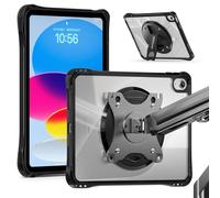 TECHGEAR ExoView Case with VESA 75x75mm holes for Apple iPad A16 11th & 10th Gen, iPad 11" 2025/10.9" 2022 Tough Rugged HEAVY DUTY Slim Shockproof Clear Case with 360 Rotating Stand Mount