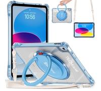 TECHGEAR ExoView Light Blue Carry Handle iPad Case for iPad 11 inch A16 2025 & 10.9 inch 10th Gen 2022, Kid-Friendly 360 Rotating Stand, Ring Grip, Shoulder Strap, Stylus Holder, Shockproof