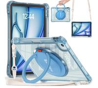 TECHGEAR ExoView Case for Apple iPad Air 11" (M3 2025 / M2 2024), Air 10.9" 4th & 5th, iPad Pro 11" (2018-2022) Tough Rugged Slim Shockproof Clear Case, 360 Ring Grip Hand Holder Stand & Strap