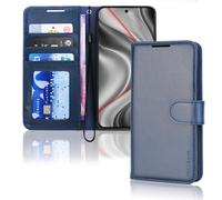 TECHGEAR Find X8 Pro Leather Wallet Case, Flip Protective Case Cover [RFID BLOCKING] Wallet Card Holder, Stand and Wrist Strap - Blue PU Leather with Magnetic Closure For Oppo Find X8 Pro 5G