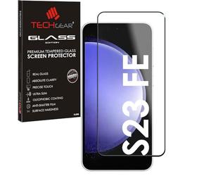 TECHGEAR Finger ID Glass Compatible with Samsung Galaxy S23 FE 5G, Full Glue Tempered Glass Screen Protector Cover [Finger ID] [Full Glue] [Crystal Clarity] [Scratch-Resistant] [Max Coverage]
