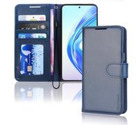 TECHGEAR for Honor X7b Phone Wallet Case, Flip Protective Case Cover with [RFID BLOCKING] Wallet Card Holder, Stand & Wrist Strap, Blue PU Leather with Magnetic Clasp Designed For Honor X7b
