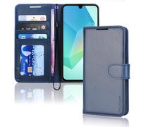 TECHGEAR For Samsung A26 Phone Case, Blue PU Leather Wallet Case with RFID Blocking, Card Slots, Stand Function, Wrist Strap, Magnetic Closure, Offering Shockproof Protection for Galaxy A26 5G/4G