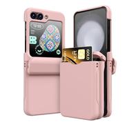 TECHGEAR for Samsung Galaxy Z Flip 5 Card Holder Case [2x Card Wallet Case] Premium Hybrid Tough Rugged Protective Bumper Case [Hinge Cover] Heavy Duty Protection for Samsung Galaxy Z Flip5 (Pink)