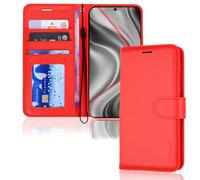 TECHGEAR For Samsung S25 Plus Phone Case, Red PU Leather Wallet Case with RFID Blocking, Card Slots, Stand Function, Wrist Strap, Magnetic Closure, Offering Shockproof Protection for Galaxy S25+ 5G