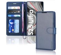 TECHGEAR For Samsung S25 Ultra Phone Case, Blue PU Leather Wallet Case with RFID Blocking, Card Slots, Stand Function, Wrist Strap, Magnetic Closure, Shockproof Protection for Galaxy S25 Ultra 5G