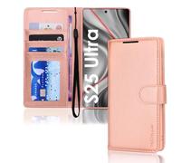TECHGEAR For Samsung S25 Ultra Phone Case, Rose Gold PU Leather Wallet Case with RFID Blocking Card Slots, Stand Function, Wrist Strap, Magnetic Closure, Shockproof Protection for Galaxy S25 Ultra 5G