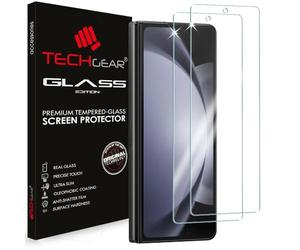 TECHGEAR Front GLASS Edition 2 Pack for Samsung Galaxy Z Fold 5, Outer Tempered Glass Screen Protector Cover [2.5D Round Edge] [9H Hardness] [Crystal Clarity] [Scratch-Resistant] [No-Bubble]