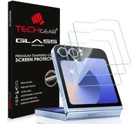 TECHGEAR Front GLASS Edition 3 Pack for Samsung Galaxy Z Flip 6, Outer Tempered Glass Screen Protector Cover [2.5D Round Edge] [9H Hardness] [Crystal Clarity] [Scratch-Resistant] [No-Bubble]