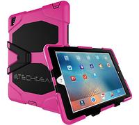 TECHGEAR G-SHOCK Case for iPad Pro with 9.7" Screen - Tough Rugged Heavy Duty Armour Shock Proof Long Survival Protective Case with Detachable Stand - Kids Work School Builders Case [Pink]