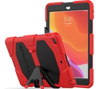 (RED) TECHGEAR G-SHOCK for iPad 10.2" 2021 2020 2019 [9th/8th/7th Generation] HEAVY DUTY Survival Protective Case with Stand - Kids Schools Workman Case