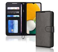 TECHGEAR Galaxy A04s / A13 5G Leather Wallet Case, Flip Protective Case Cover with Wallet Card Holder, Stand and Wrist Strap - Black PU Leather with Magnetic Closure Designed For Samsung A04s & A13 5G
