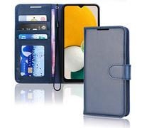 TECHGEAR Galaxy A04s / A13 5G Leather Wallet Case, Flip Protective Case Cover with Wallet Card Holder, Stand and Wrist Strap - Blue PU Leather with Magnetic Closure Designed For Samsung A04s & A13 5G