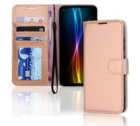 TECHGEAR Galaxy A21s Leather Wallet Case, Flip Protective Case Cover with Wallet Card Holder, Stand and Wrist Strap - Rose Gold...
