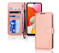 TECHGEAR Galaxy A54 5G Leather Wallet Case, Flip Protective Case with Wallet Card Holder, Stand and Wrist Strap - Rose Gold PU Leather with Magnetic Closure Designed For Samsung A54 5G