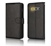 TECHGEAR Galaxy S10 Leather Wallet Case, Flip Protective Case Cover with with RFID Blocking Card Slots, Kickstand and Wrist Strap - Black PU Leather Designed For Samsung Galaxy S10