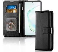 TECHGEAR Galaxy S10 Lite Leather Wallet Case, Flip Protective Case Cover with Wallet Card Holder, Stand and Wrist Strap - Black PU Leather with Magnetic Closure Designed For Samsung Galaxy S10 Lite