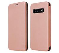 TECHGEAR Galaxy S10 Plus Case, S10 Plus Case, Slim PU Leather Clamshell Flip Protective Case Cover with Magnetic Closure, Card Slot, Kickstand, Soft Gel Holder for Samsung Galaxy S10 Plus - Rose Gold