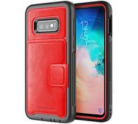 TECHGEAR Galaxy S10e Case, Tough Armoured Card Wallet 360 Shock Proof Protective Case Cover with Card Slots Wallet & Stand Compatible with Samsung Galaxy S10e - Red