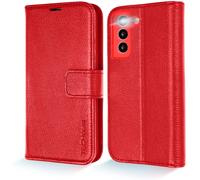 TECHGEAR Galaxy S21 FE 5G Leather Wallet Case, Genuine Leather Magnetic Flip [RFID Blocking] Case with Shockproof TPU, Card...