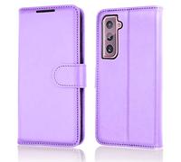 TECHGEAR Galaxy S21 Plus Leather Wallet Case, Flip Protective Case Cover with Wallet Card Holder, Stand and Wrist Strap - Violet PU Leather with Magnetic Closure Designed For Samsung S21+ / S21+ 5G
