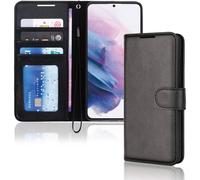 TECHGEAR Galaxy S21 Plus Leather Wallet Case, Flip Protective Case Cover with Wallet Card Holder, Stand and Wrist Strap - Black...