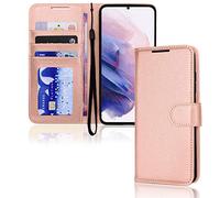TECHGEAR Galaxy S21 Plus Leather Wallet Case, Flip Protective Case Cover with Wallet Card Holder, Stand and Wrist Strap - Rose Gold PU Leather with Magnetic Closure Designed For Samsung S21+ / S21+ 5G