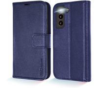TECHGEAR Galaxy S22 Plus Leather Wallet Case, Genuine Leather Magnetic Flip [RFID Blocking] Case with Shockproof TPU, Card Slots, Stand Folio Cover Compatible with Samsung Galaxy S22+ 5G, Blue