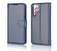 TECHGEAR Galaxy S22 Ultra Leather Wallet Case, Flip Protective Case Cover with Wallet Card Holder, Stand and Wrist Strap - Navy Blue PU Leather with Magnetic Closure Designed For Samsung S22 Ultra 5G