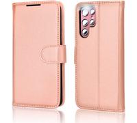 TECHGEAR Galaxy S22 Ultra Leather Wallet Case, Flip Protective Case Cover with Wallet Card Holder, Stand and Wrist Strap - Rose Gold PU Leather with Magnetic Closure Made For SSamsung S22 Ultra 5G