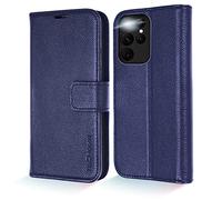 TECHGEAR Galaxy S22 Ultra Leather Wallet Case, Genuine Leather Magnetic Flip [RFID Blocking] Case with Shockproof TPU, Card Slots, Stand Folio Cover Compatible with Samsung Galaxy S22 Ultra 5G, Blue