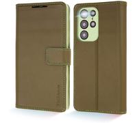 TECHGEAR Galaxy S22 Ultra Leather Wallet Case, Genuine Leather Magnetic Flip [RFID Blocking] Case with Shockproof TPU, Card Slots, Stand Folio Cover Compatible with Samsung Galaxy S22 Ultra 5G, Green