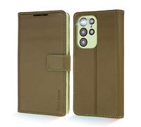 TECHGEAR Galaxy S22 Ultra Leather Wallet Case, Genuine Leather Magnetic Flip [RFID Blocking] Case with Shockproof TPU, Card Slots, Stand Folio Cover Compatible with Samsung Galaxy S22 Ultra 5G, Green